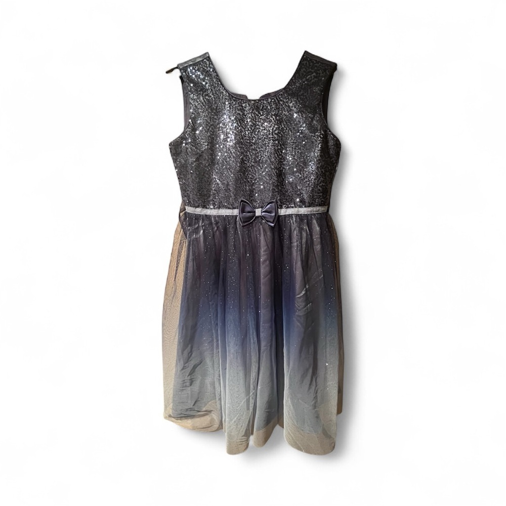 Sparkling Blue Ombre Dress with Bow